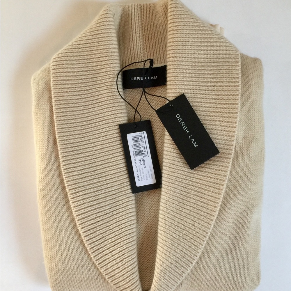 🎉SOLD ON TRADESY! NWT DEREK LAM TRIPLE PLY SHAWL COLLAR RUNWAY CASHMERE CARDIGAN - Picture 10 of 14